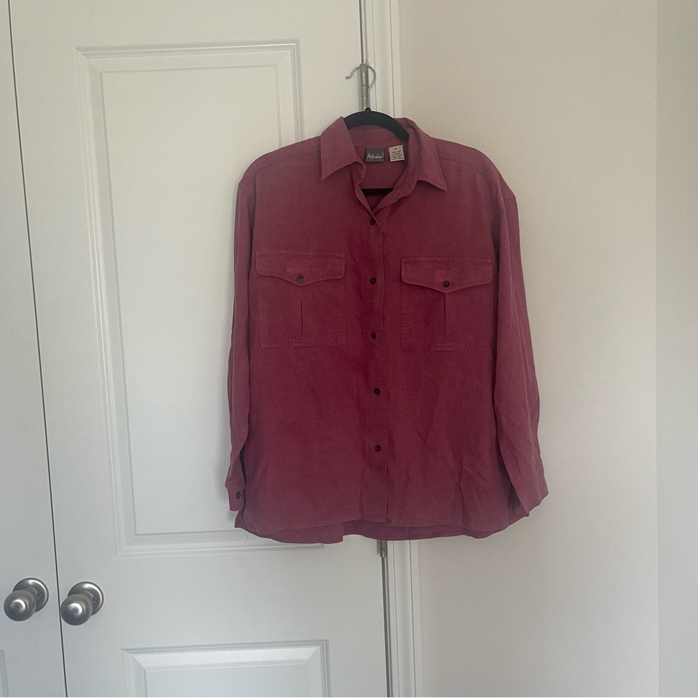 100% Silk Vintage Button Down Utility Shirt